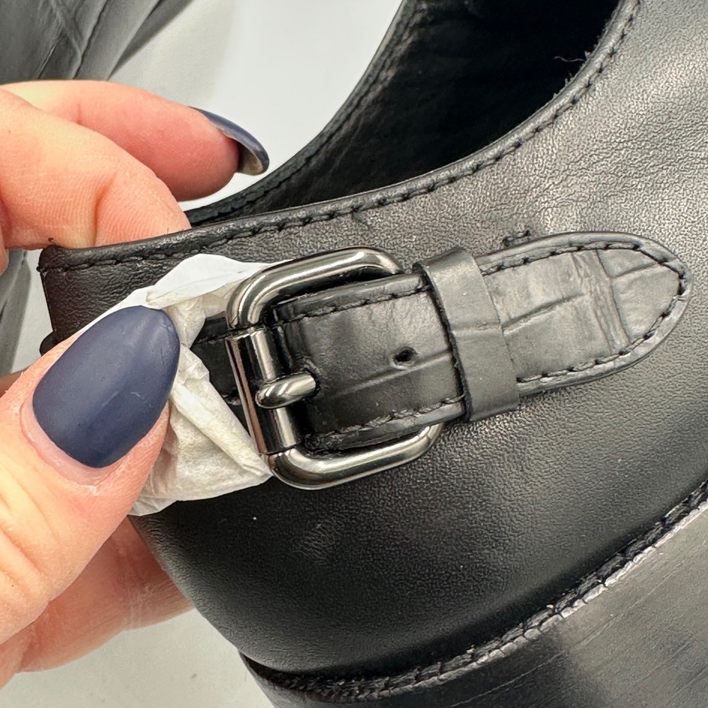 Coach Waverly Patchwork Oxfords Black Leather Suede wmns Size 6B Business - Picture 10 of 13
